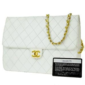 100% Authentic CHANEL Classic White Flap Lambskin